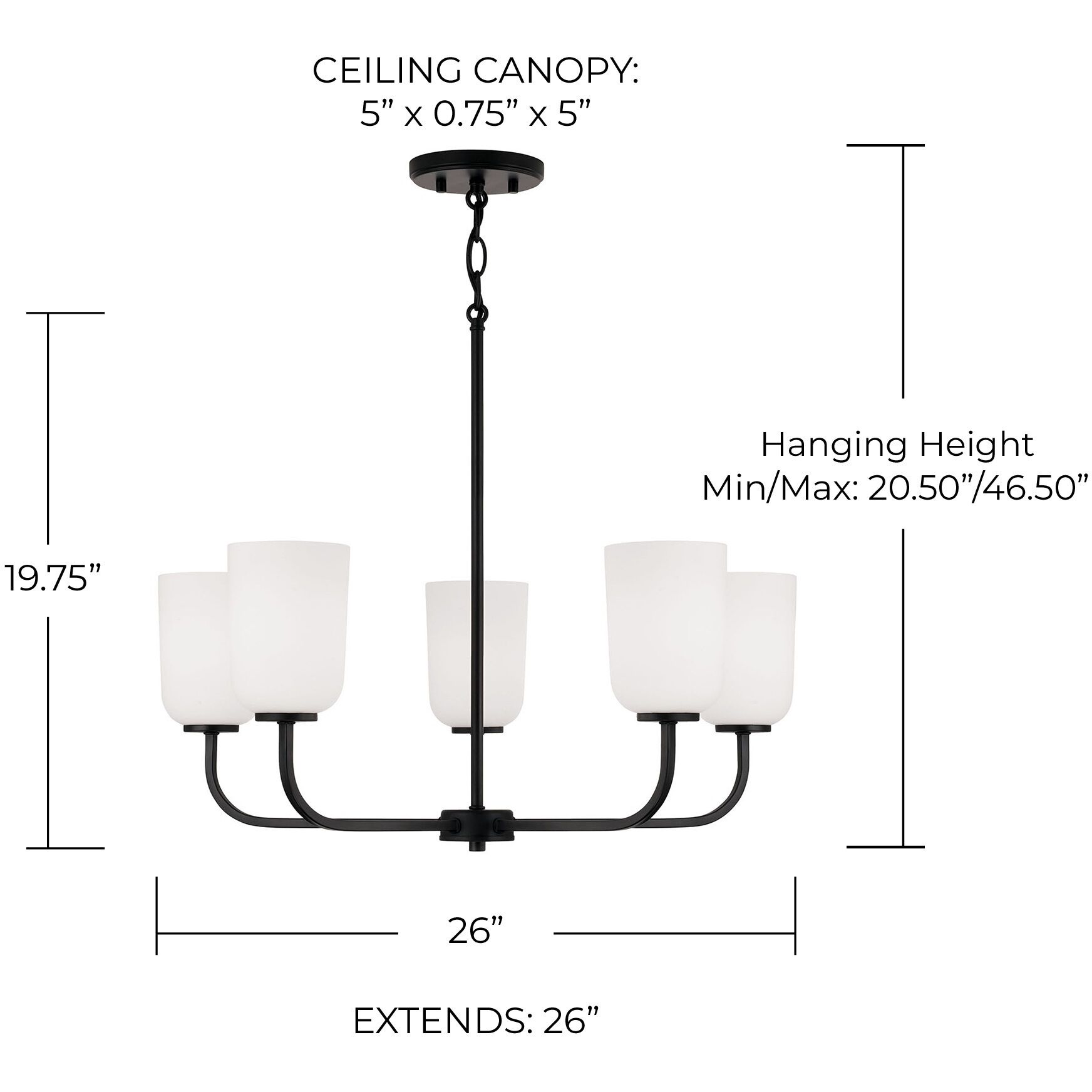 Lawson 5 Light 26 inch Matte Black Chandelier Ceiling Light