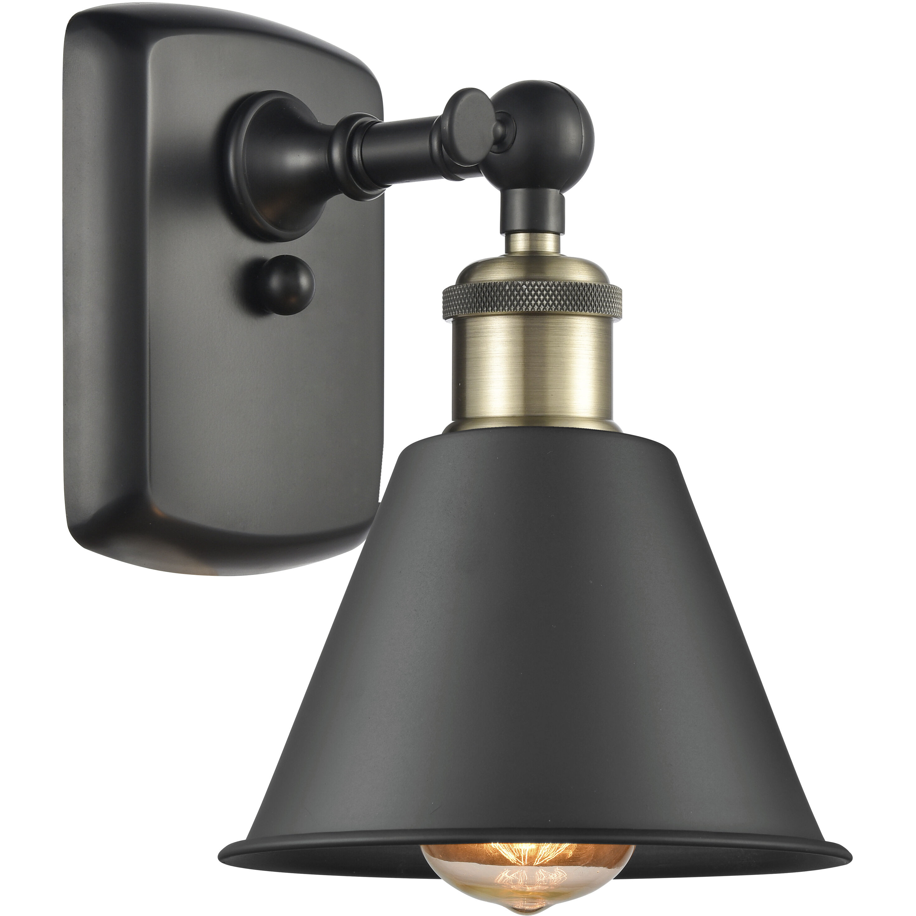 Ballston Smithfield 1 Light 7 inch Black Antique Brass Sconce Wall Light, Ballston
