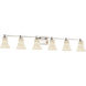 Alabaster Rocks 6 Light 50.5 inch Brushed Nickel Vanity Light Wall Light in LED, Round Flared
