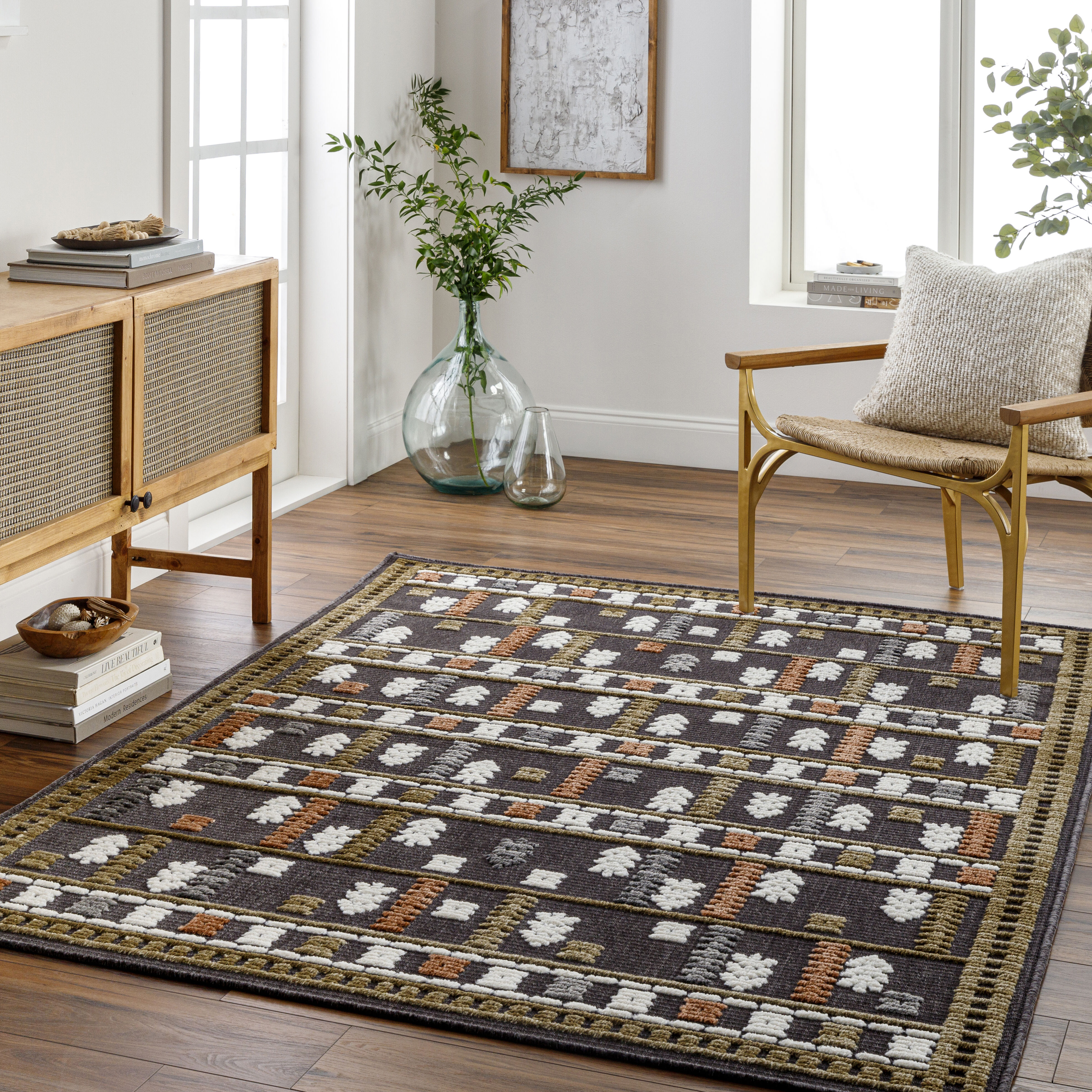 Lyna 86 X 60 inch Dark Grey Rug, Rectangle