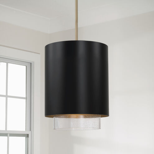Weller 1 Light 11.5 inch Matte Brass and Black Pendant Ceiling Light
