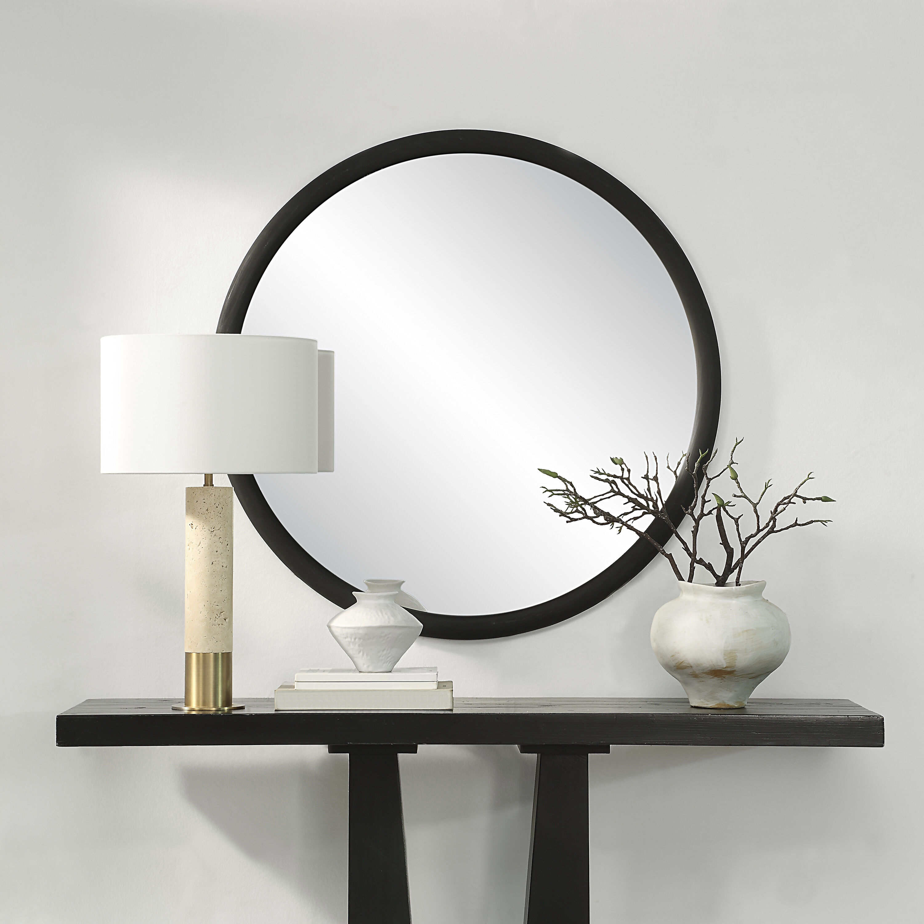 Olica 40 X 40 inch Matte Black Wall Mirror