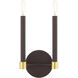 Karlstad 2 Light 7 inch Bronze with Satin Brass Accents ADA Sconce Wall Light