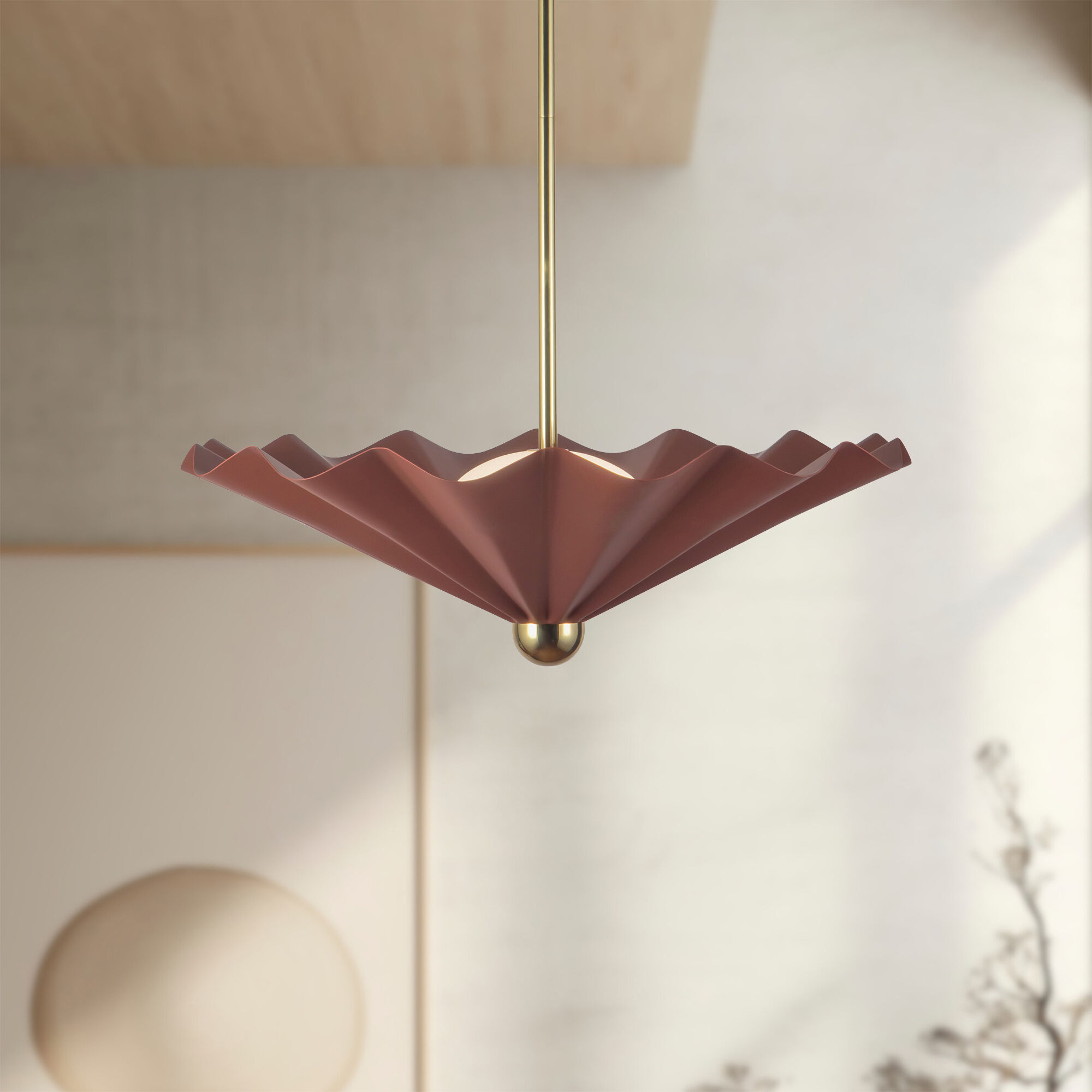 Furrow 25 inch Burgundy Pendant Ceiling Light