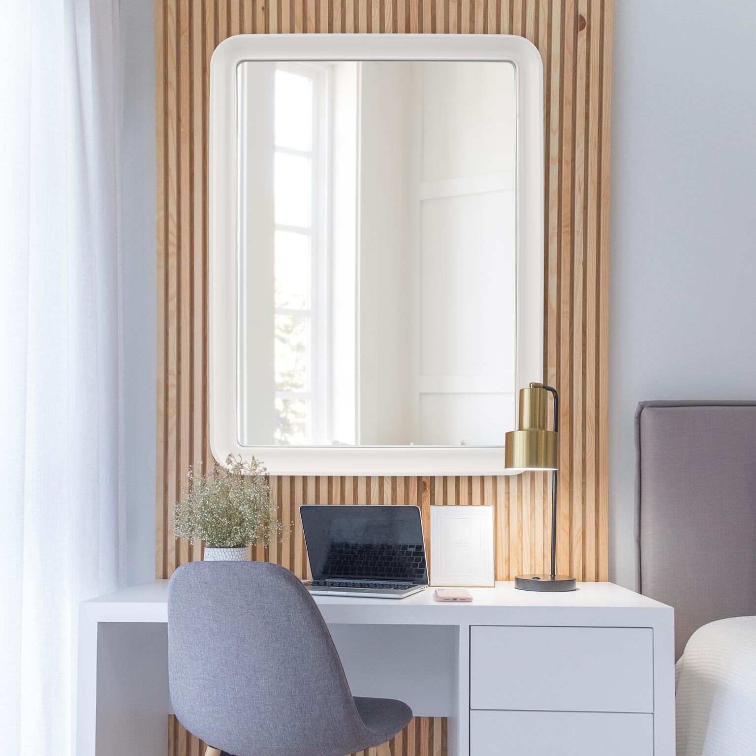 Joelle 40 X 30 inch Matte White Mirror