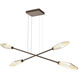 Rock Crystal LED Flat Bronze Linear Multi-Pendant Ceiling Light in 3000K LED, Amber, Double Moda