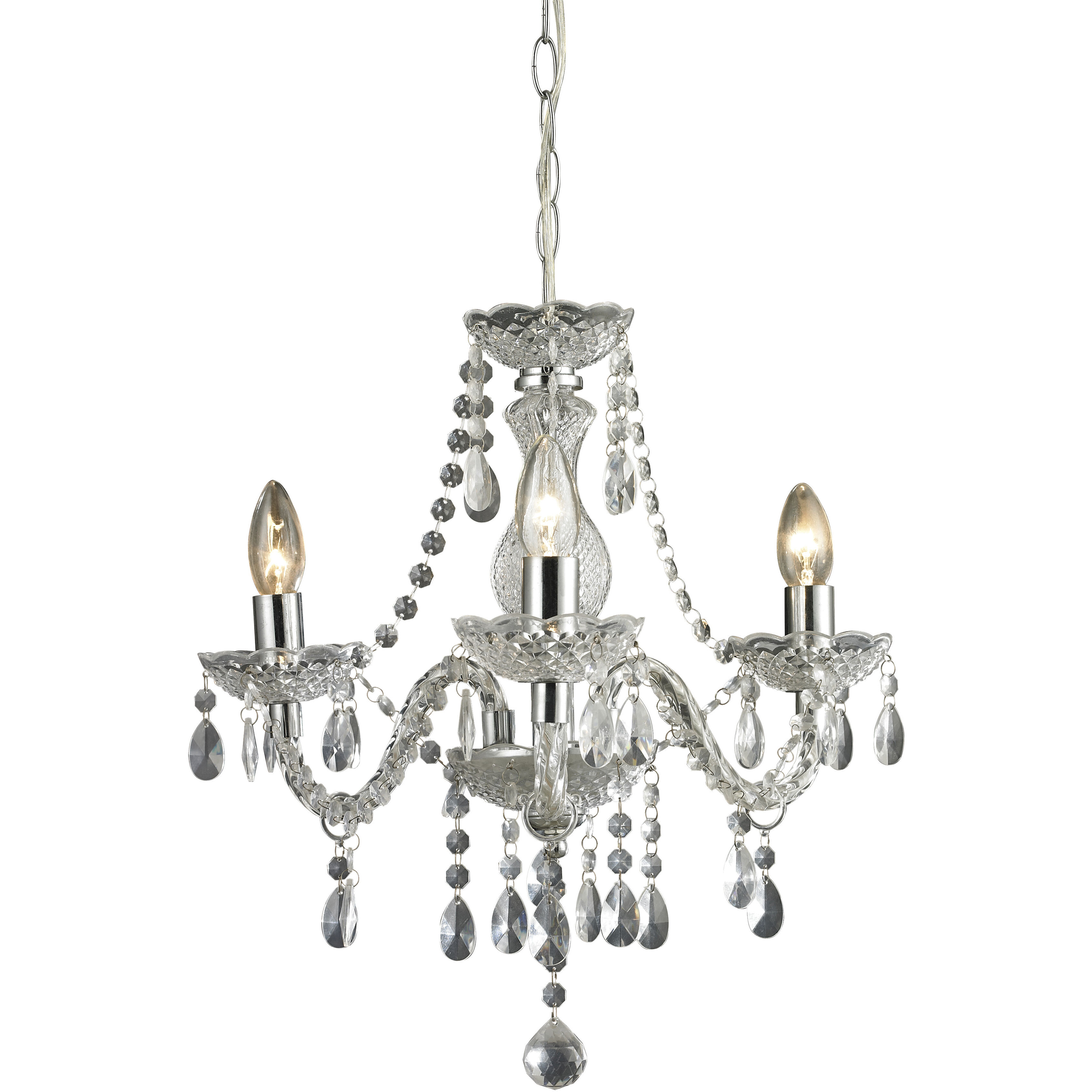 Theatre 3 Light 16 inch Clear Chandelier Ceiling Light