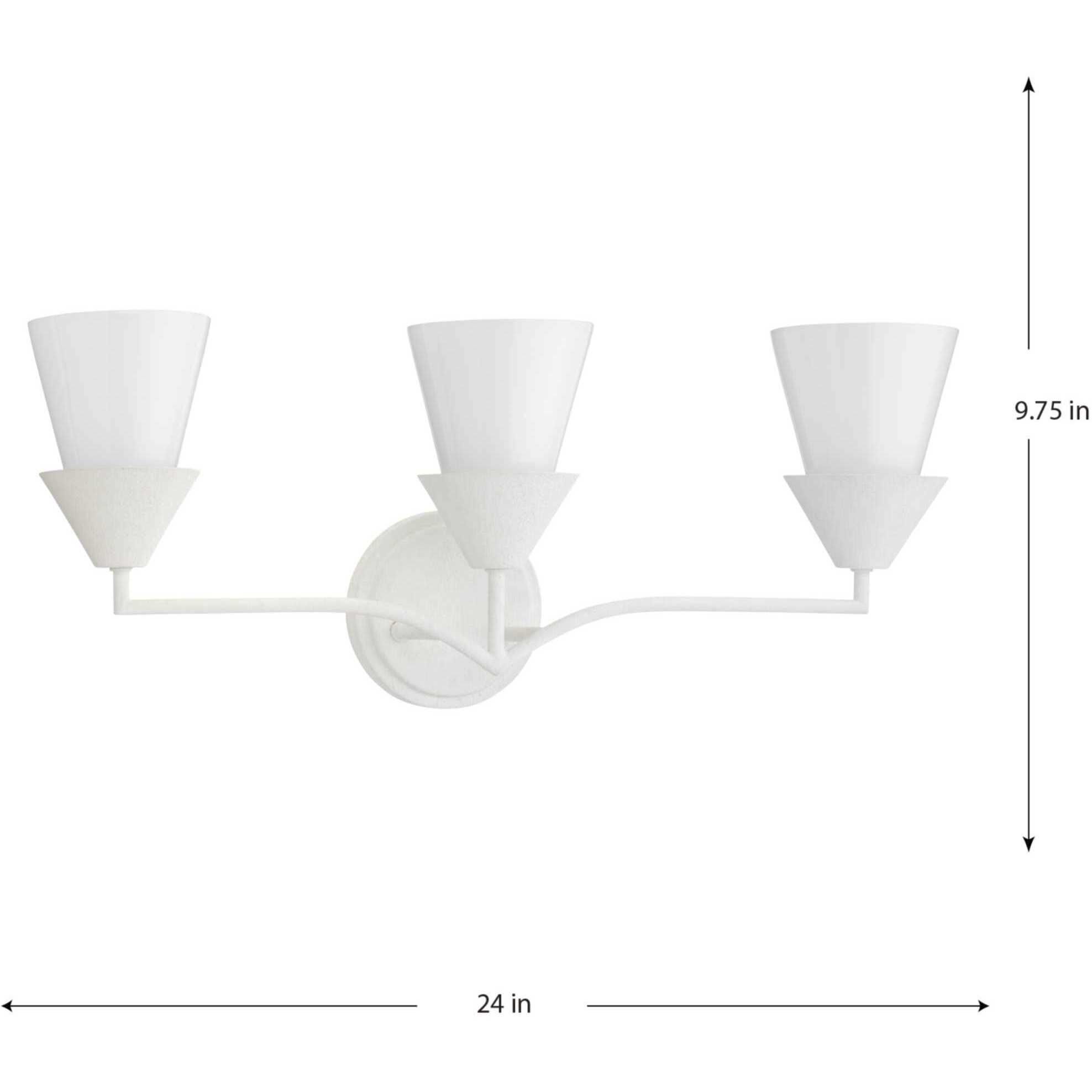 Pinellas 3 Light 24 inch White Plaster Vanity Light Wall Light, Design Series