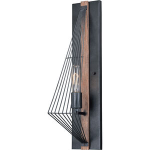 Dearborn 1 Light 5 inch Black Iron and Burnished Oak Wall Light in Black Iron with Burnished Oak