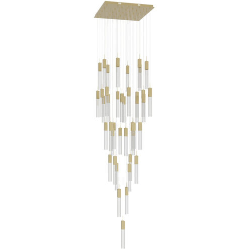 Original Glacier Avenue LED 36 inch Brushed Brass Multi Port Pendant Ceiling Light in Bubbled