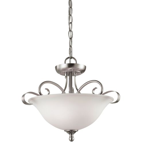 Brighton 2 Light 16 inch Brushed Nickel Semi Flush Mount Ceiling Light in Incandescent, Convertible