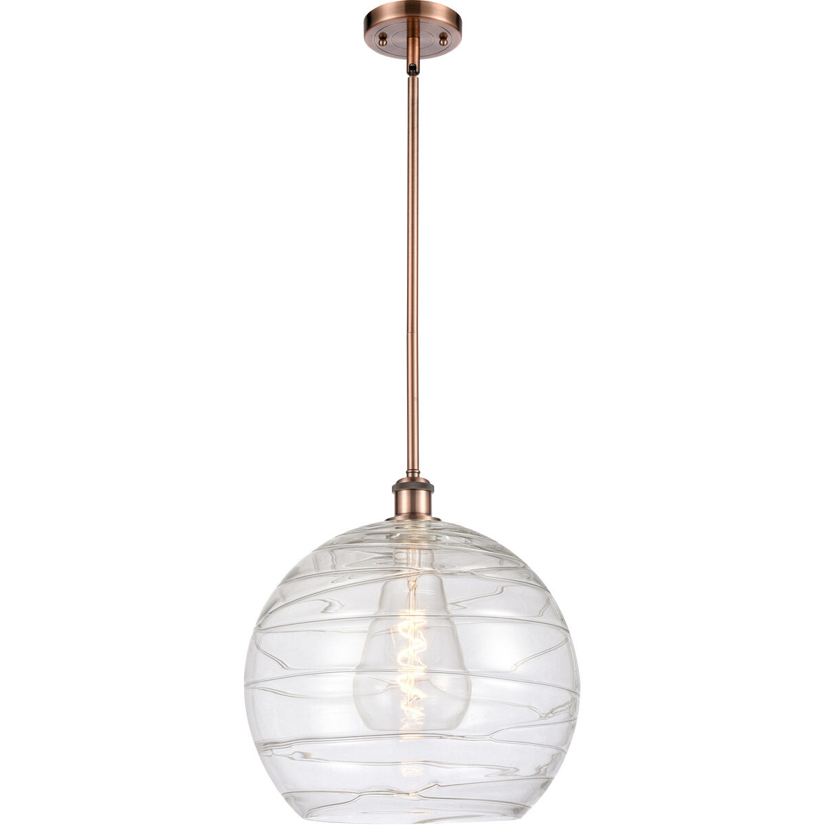 Ballston Deco Swirl 1 Light 14 inch Antique Copper Pendant Ceiling Light