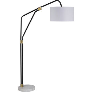 Wroxton 71 inch 100 watt Antique Brass and Matte Black with White Floor Lamp Portable Light
