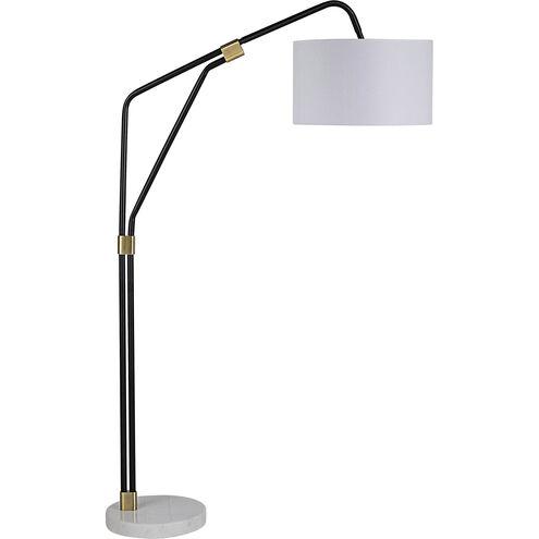 Wroxton 71 inch 100 watt Antique Brass and Matte Black with White Floor Lamp Portable Light