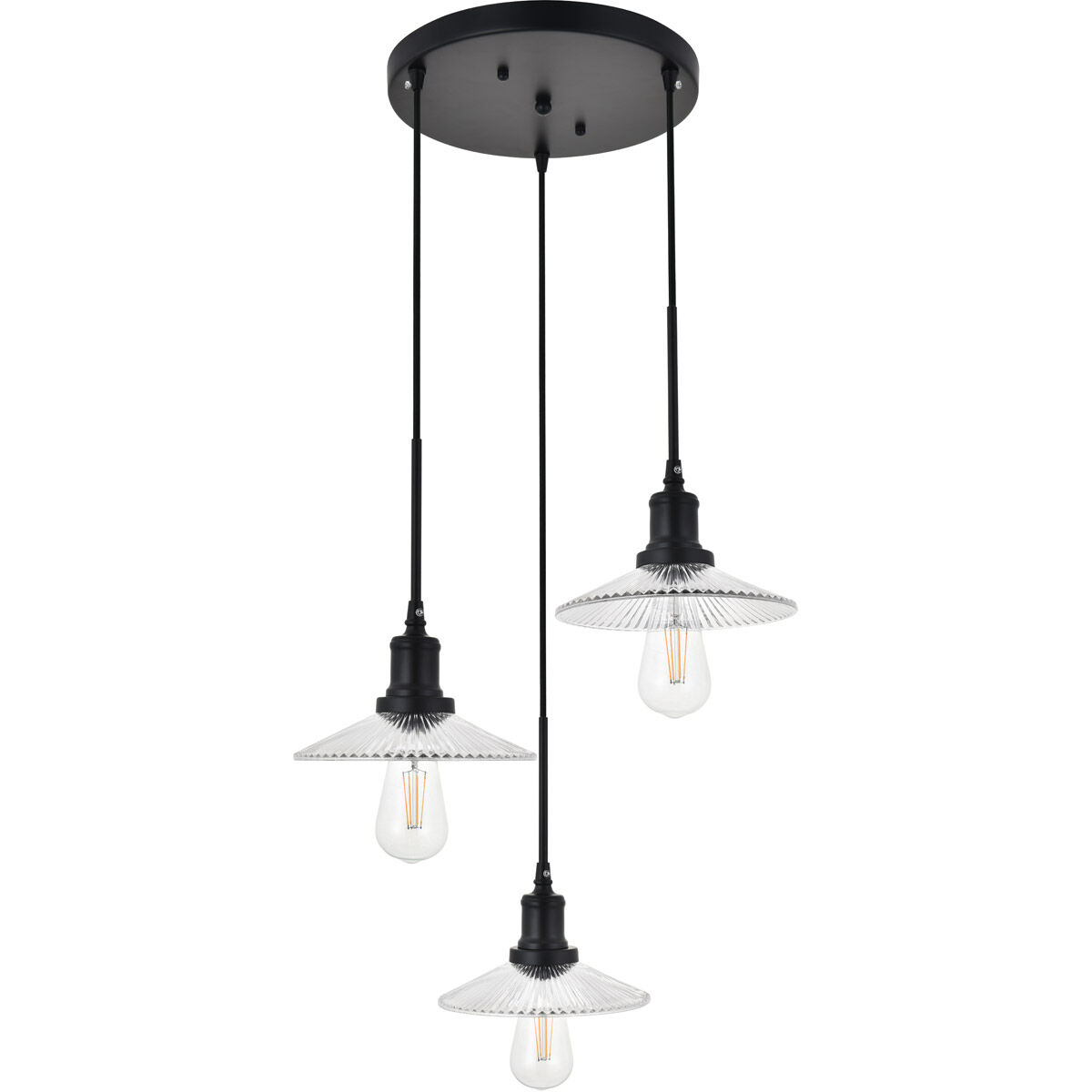 Waltz 3 Light 19 inch Black Pendant Ceiling Light