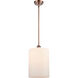 Ballston Large Cobbleskill 1 Light 9 inch Antique Copper Pendant Ceiling Light in Matte White Glass, Ballston