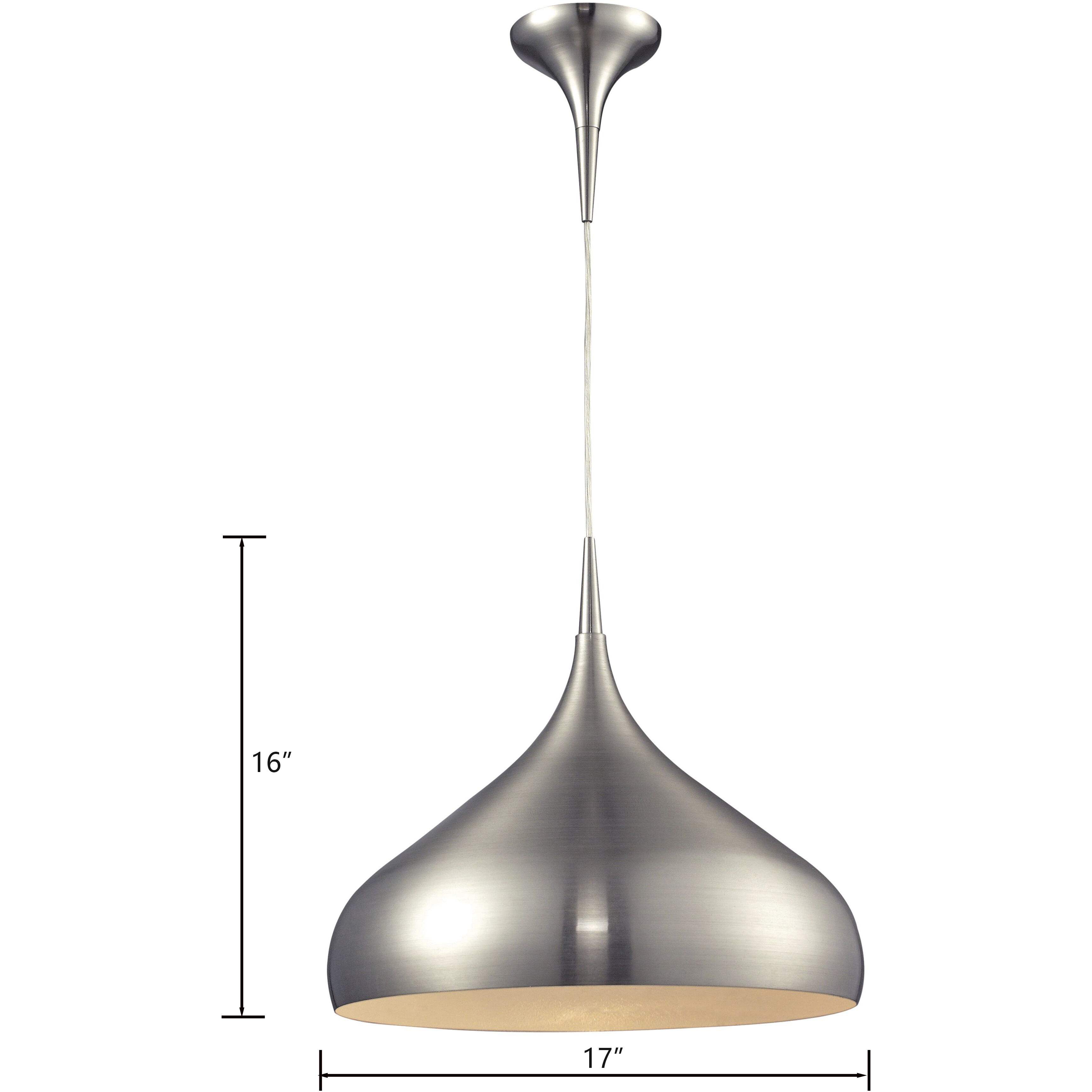 Lindsey 1 Light 17 inch Satin Nickel Pendant Ceiling Light