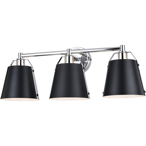Barrington LED 24.25 inch Matte Black and Chrome Bathroom Light Wall Light in 3
