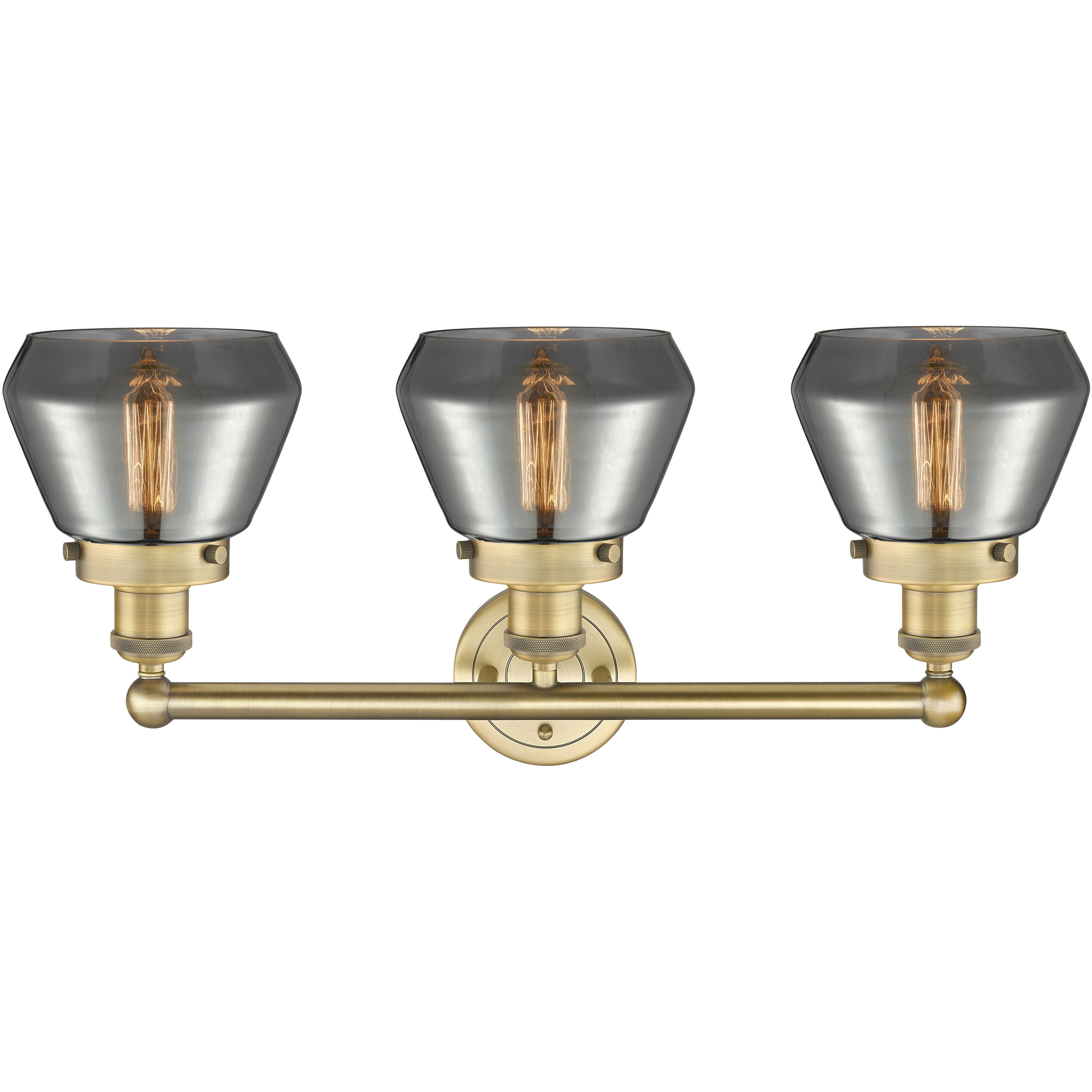 Fulton 3 Light 24.5 inch Brushed Brass Bath Vanity Light Wall Light in Plated Smoke