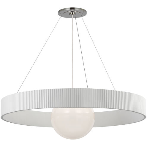 Windsor Smith Arena LED 53 inch Polished Nickel and Matte White Ring and Globe Chandelier Ceiling Light