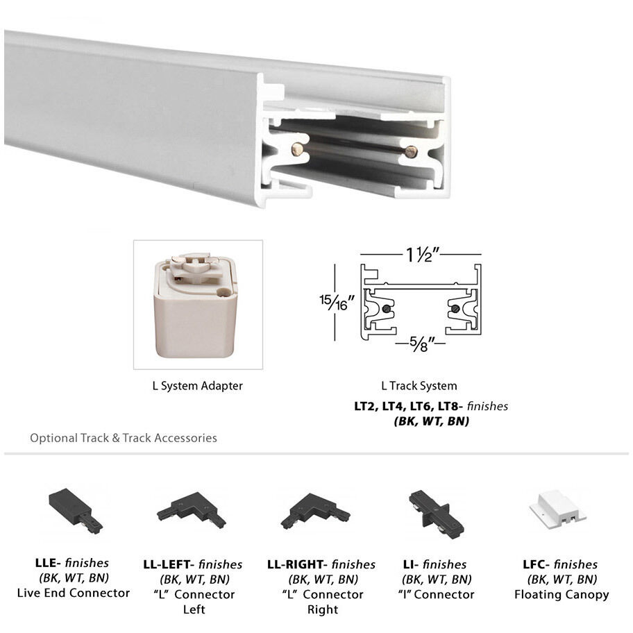 L Track 120 Brushed Nickel Track Component Ceiling Light