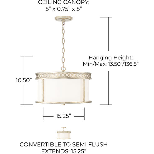 Isabella 4 Light 15.25 inch Winter Gold Semi-Flush Mount Ceiling Light, Convertible Dual Mount