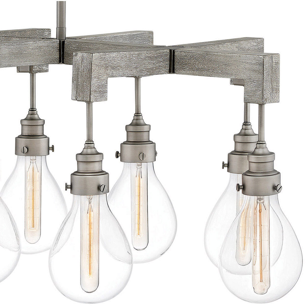 Denton 10 Light 48.5 inch Pewter with Driftwood Gray Indoor Linear Chandelier Ceiling Light