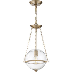Odyssey 1 Light 11 inch Vintage Brass and Clear Mini Pendant Ceiling Light