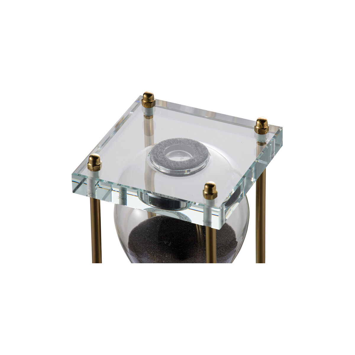 Modern Black and Clear and Brass Hourglass