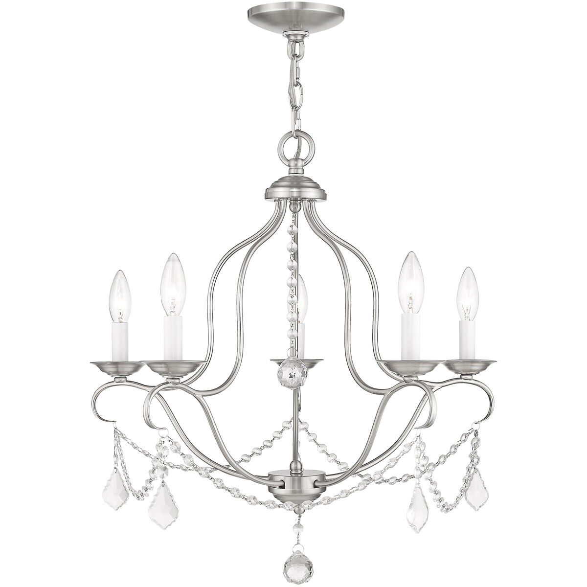 Chesterfield 5 Light 22 inch Brushed Nickel Chandelier Ceiling Light