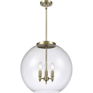 Ballston Athens LED 17.75 inch Antique Brass Pendant Ceiling Light in Clear Glass