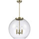 Ballston Athens LED 17.75 inch Antique Brass Pendant Ceiling Light in Clear Glass