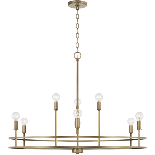 Fuller 9 Light 34.75 inch Aged Brass Chandelier Ceiling Light