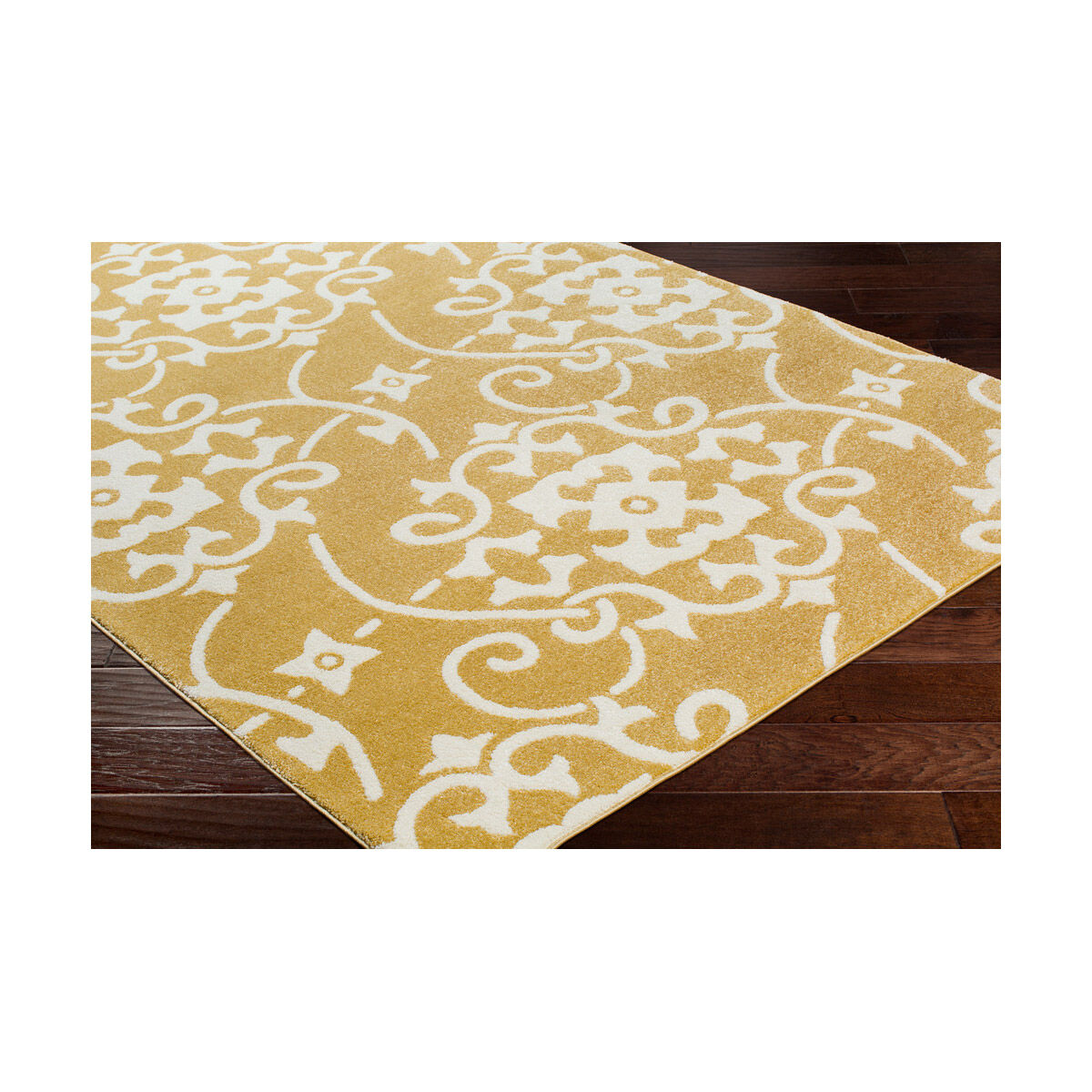 Horizon 94.49 X 94.49 inch Mustard/Cream Machine Woven Rug, Round