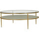 Constance 50 X 50 inch White Leather and Antique Brass Leaf Coffee Table