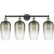 Edison Brookhaven Flute 4 Light 34 inch Black Antique Brass Bath Vanity Light Wall Light in Slate Glass
