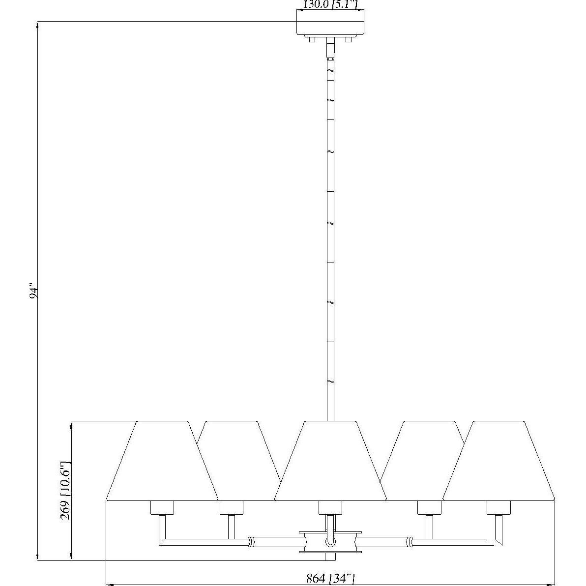 Leila 5 Light 34 inch Brushed Nickel Chandelier Ceiling Light