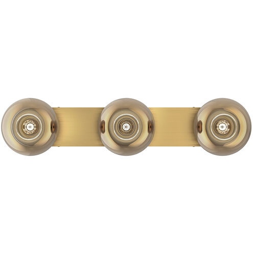 Samar 3 Light 32.38 inch Brushed Gold Bath Vanity Light Wall Light in Transition Copper Glass