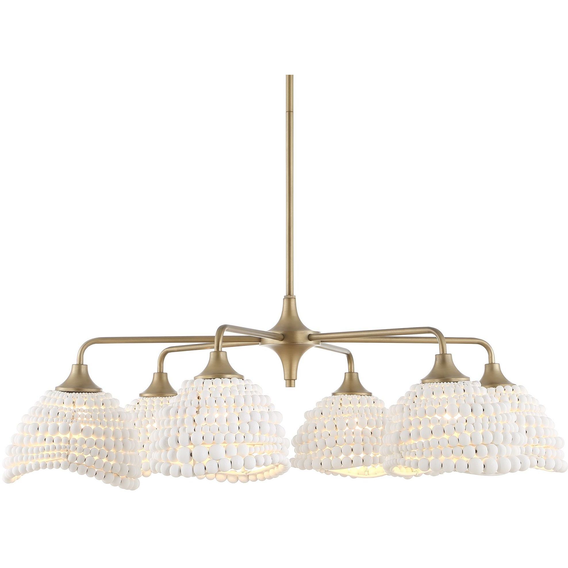 Biddeford 6 Light 36 inch Brushed Matte Gold Pendant Ceiling Light