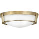 Hathaway 3 Light 16 inch Heritage Brass Indoor Flush Mount Ceiling Light in Etched White