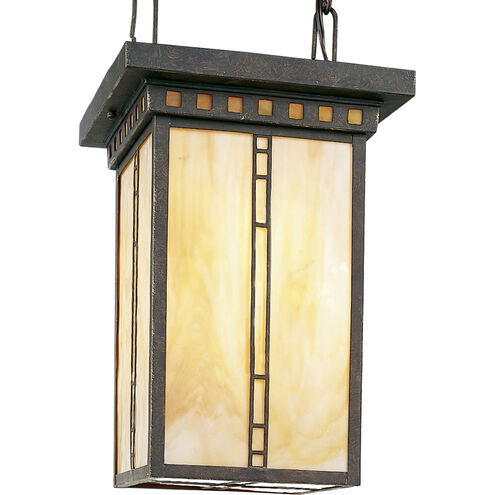 Arts and Crafts 3 Light 10 inch Weathered Bronze Hall & Foyer Ceiling Light