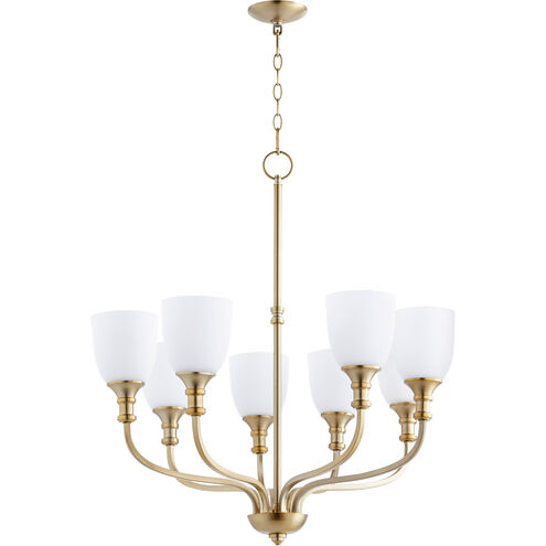 Richmond 8 Light 31 inch Aged Brass Chandelier Ceiling Light in Satin Opal