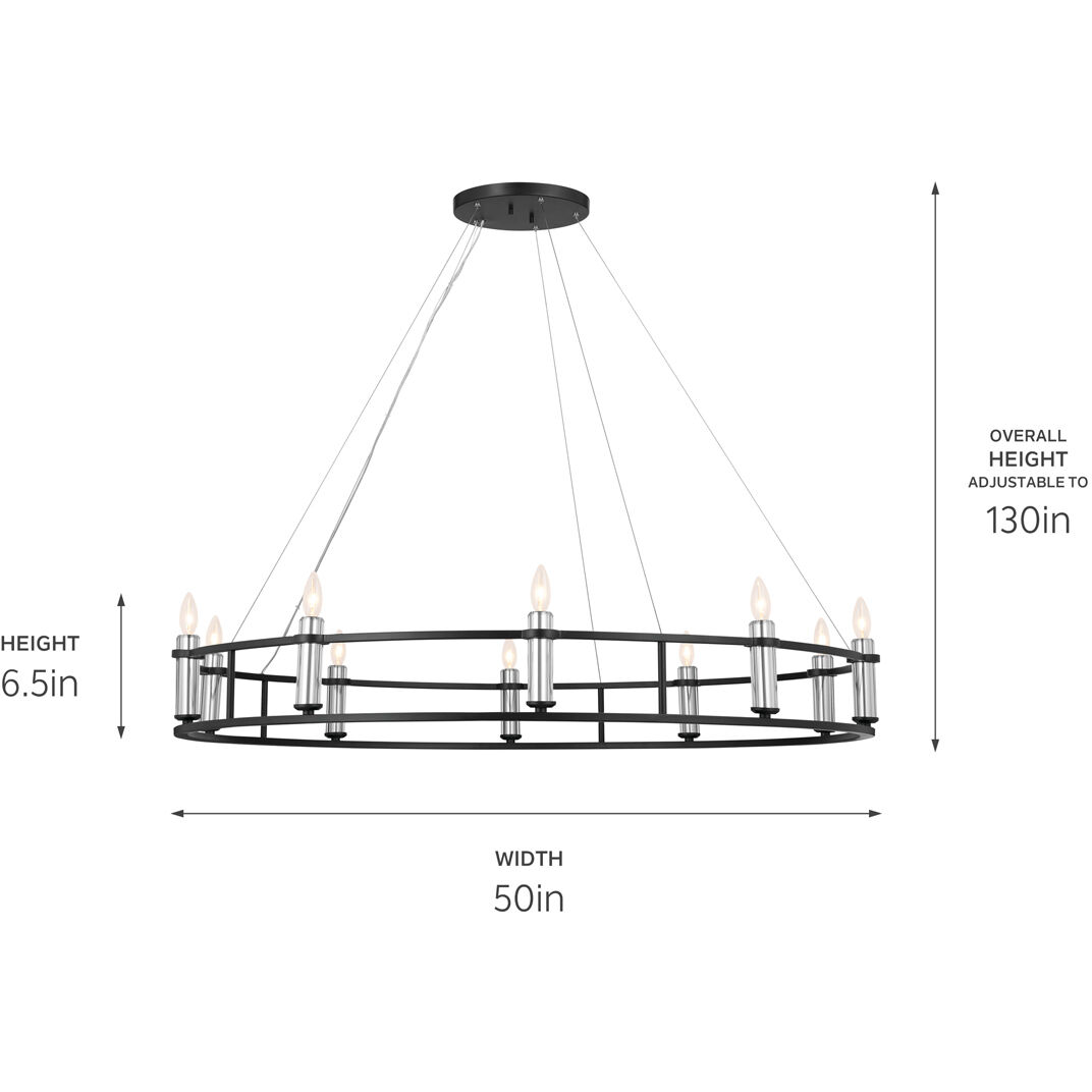 Rosalind 10 Light 50 inch Black Chandelier Ceiling Light