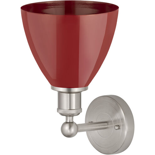 Edison Plymouth Dome 1 Light 7.5 inch Brushed Satin Nickel Sconce Wall Light in Red