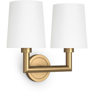 Southern Living Legend 2 Light 14 inch Natural Brass Wall Sconce Wall Light, Double