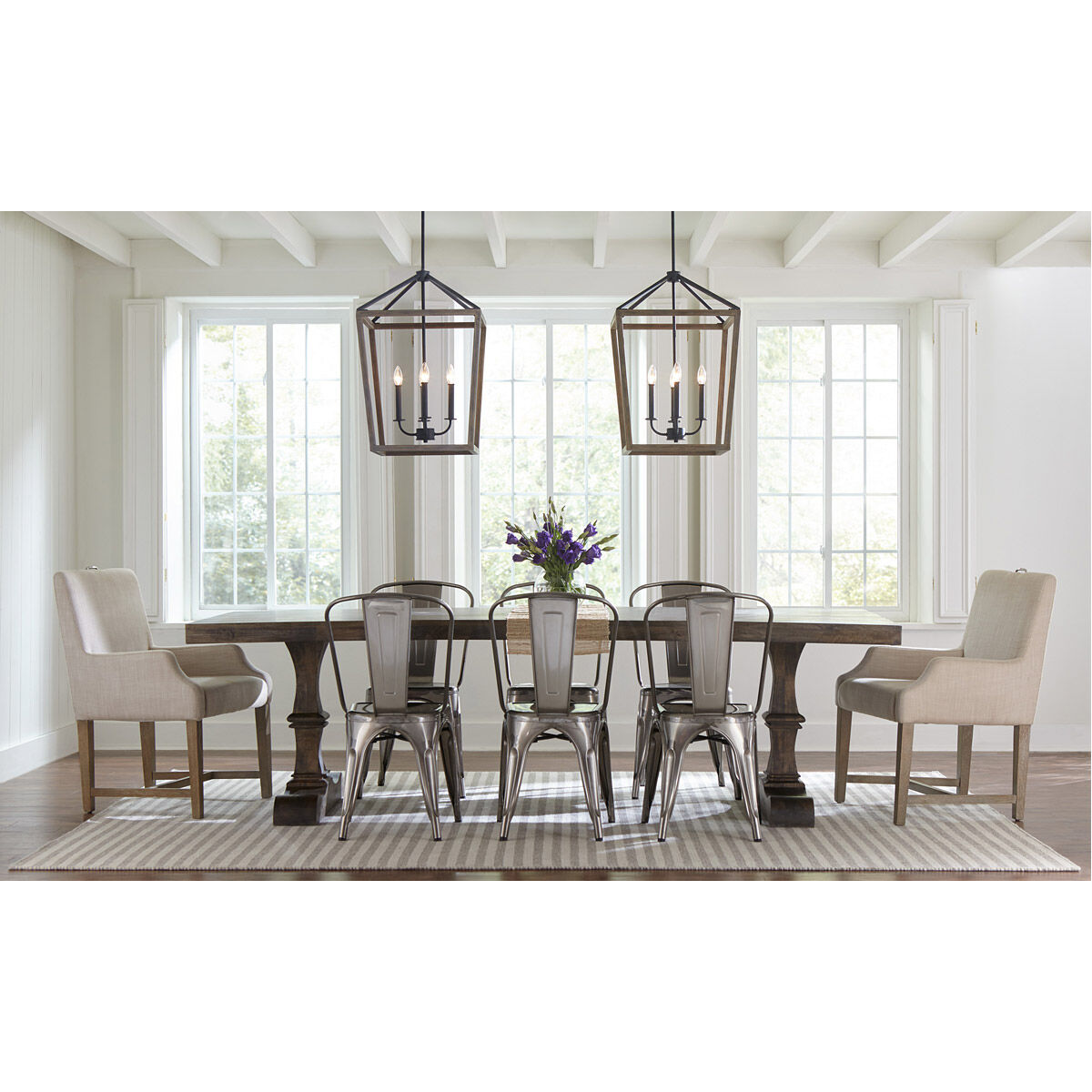 Sean Lavin Gannet 6 Light 25.5 inch Weathered Oak Wood / Antique Forged Iron Chandelier Ceiling Light