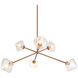 Novo 6 Light 33.75 inch Aged Gold Brass Pendant Ceiling Light in Aged Gold Brass and Clear