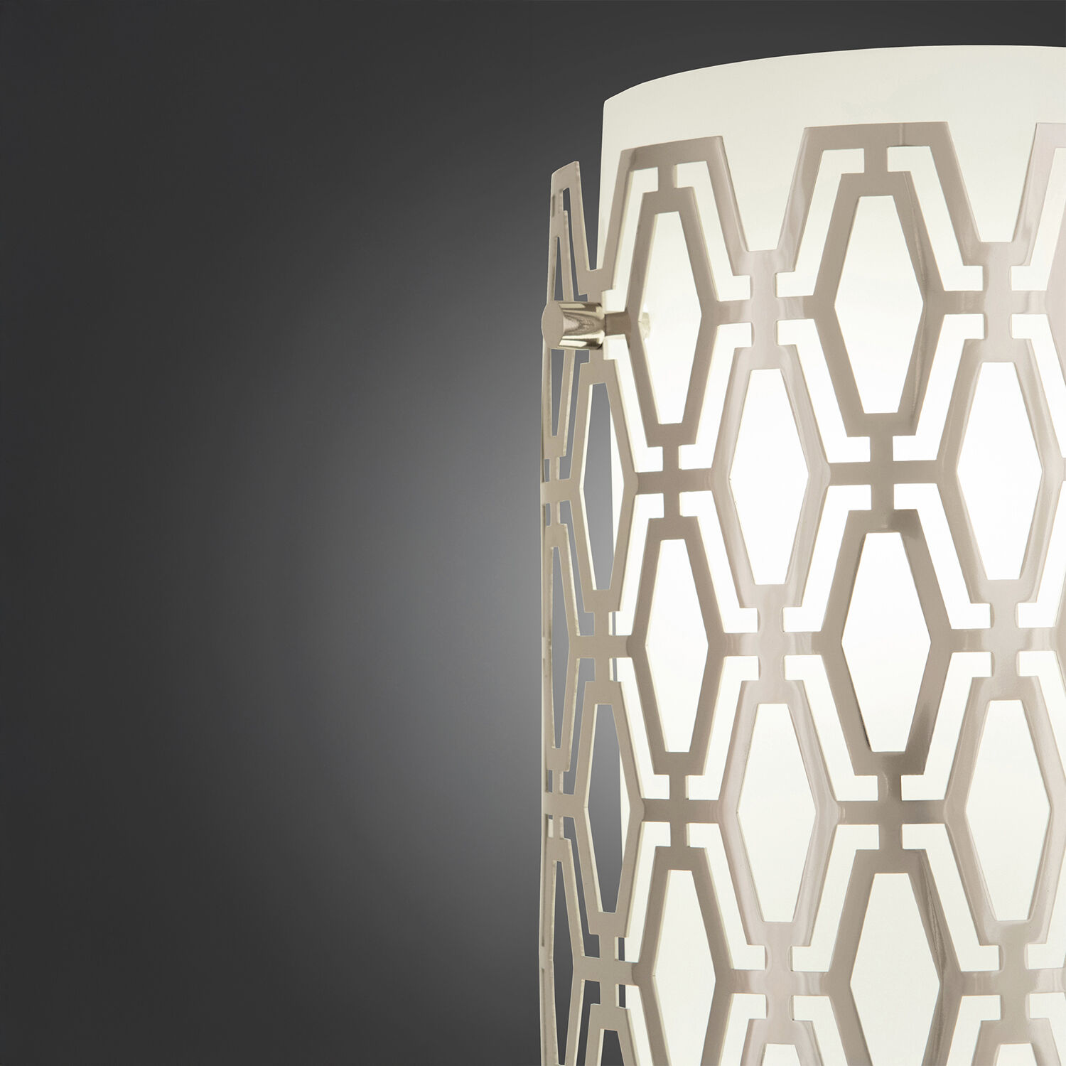 Marcel Wall Sconce Wall Light in Polished Nickel, Frosted Cased White Glass, Geometric Framing