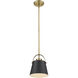 Z-Studio 1 Light 8 inch Matte Black and Heritage Brass Pendant Ceiling Light
