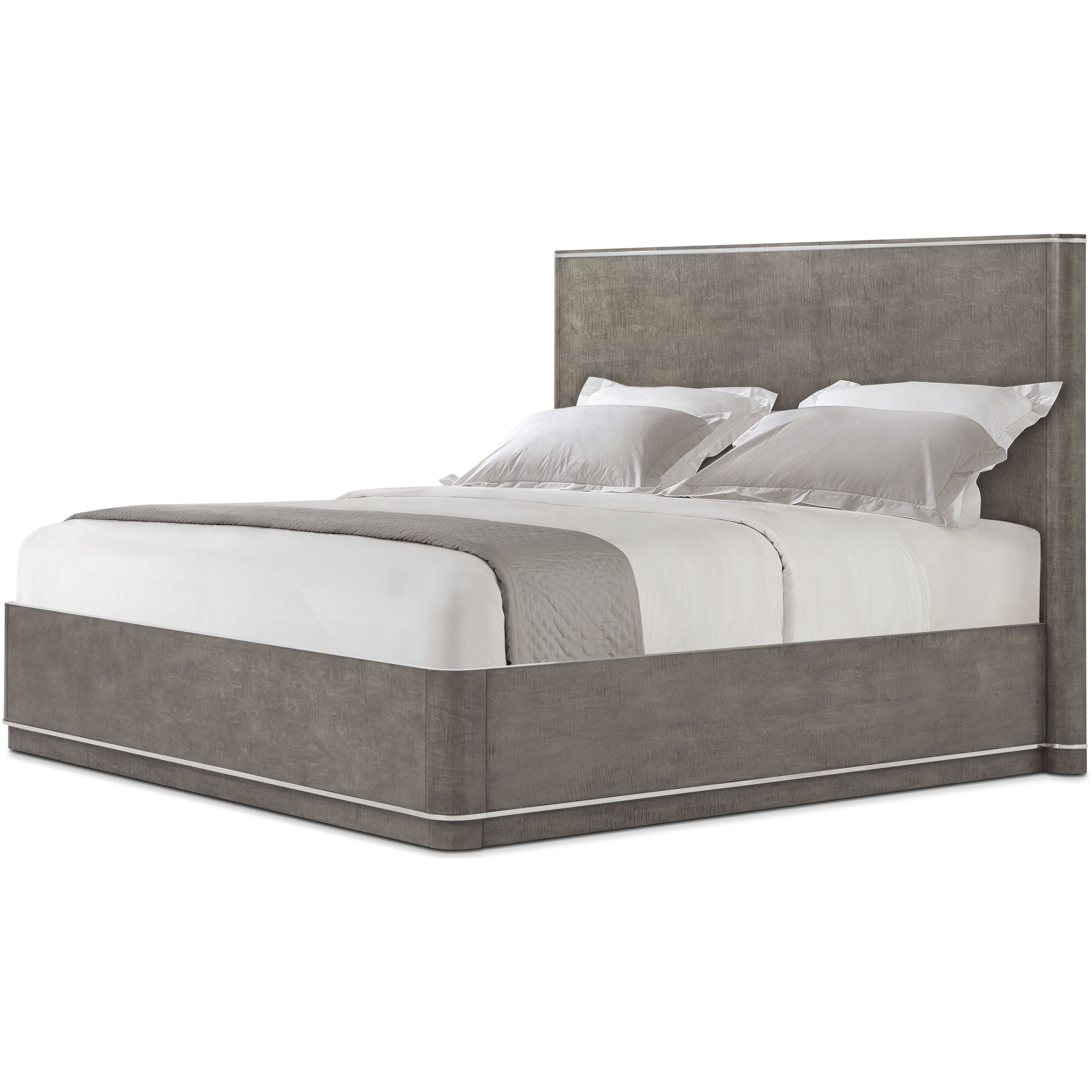 Hudson Pebble Grey US King Bed, Wooden